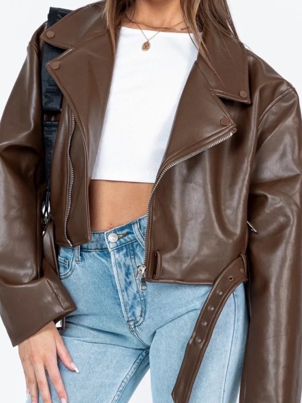Lioness cropped leather jacket